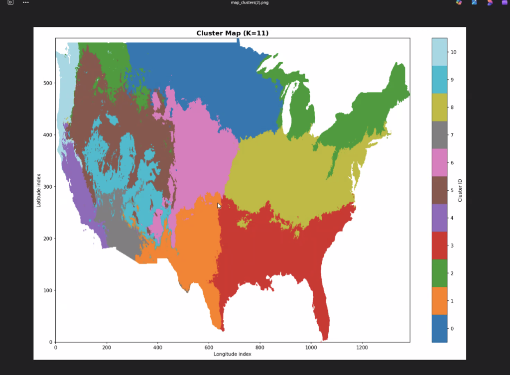 Bioregional cluster map from PRISM environmental data at organic seed trial sites
